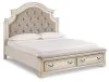 Ashley Furniture B743/31/36/46/194/56S/58/93(2) Ashley Furniture B743/31/36/46/194/56S/58/93(2) Realyn - California King Upholstered Bed - 8 Pc. - Dresser, Mirror, Chest, Cal King Bed, 2 Nightstands - White / Brown / Beige