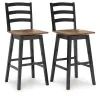 Ashley Furniture D634-230 Wildenauer - Tall Swivel Barstool (Set of 2) - Brown / Black