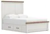 Ashley Furniture B4615B14 Ashley Furniture B4615B14 Savonport - Queen Panel Bed With 2 Under Bed Storage Units - White / Brown