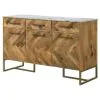 CoasterElevations 951138 Keaton - 3-Door Marble Top Herringbone Accent Cabinet - Natural