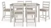 Ashley Furniture D394-423 Skempton - Counter Height Dining Table and Bar Stools (Set of 7) - White / Light Brown