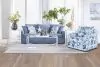 New Classic 23-1270S-2NP Sylvie - 2 Piece Living Room Set (Sofa & Swivel Chair) - Blue And White Print