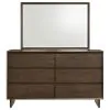 Coaster Fine Furniture 225013M Glenwood - 6-Drawer Dresser And Mirror - Warm Brown