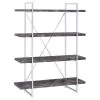 CoasterEssence 802613 Grimma - 4-Shelf Bookshelf - Rustic Gray And Chrome