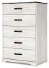 Ashley Furniture EB4121-245 Shawburn - Five Drawer Chest - Vinyl-Wrapped - White / Black / Gray