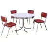 CoasterEveryday 2388-S5R Retro - 5 Piece Round Dining Table Set - White And Red