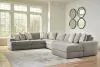 Ashley Furniture 58103/64/46(3)/77/17/08 Ashley Furniture 58103/64/46(3)/77/17/08 Avaliyah - 7 Pc. - 6-Piece Sectional With Raf Corner Chaise, Ottoman - Ash