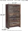 Ashley Furniture B211/31/36/46/58/56/97 Ashley Furniture B211/31/36/46/58/56/97 Drystan - 6 Pc. - Dresser, Mirror, Chest, King Panel Bed - Brown / Beige