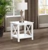 Coaster Fine Furniture 722087 Skyview - Square Pine Wood Side End Table With Shelf - White