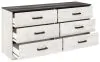 Ashley Furniture EB4121-231 Shawburn - Six Drawer Dresser - Pewter-tone pulls - White / Black / Gray