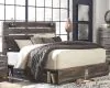 Ashley Furniture B211/31/36/46/58/56/60(2)/B100-14 Ashley Furniture B211/31/36/46/58/56/60(2)/B100-14 Drystan - 8 Pc. - Dresser, Mirror, Chest, King Panel Bed with 4 Side Drawers - Brown / Beige