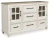 Benchcraft® B683/31/36/48/81/97/92(2) Benchcraft® B683/31/36/48/81/97/92(2) Shaybrock - 7 Pc. - Dresser, Mirror, Chest, Queen Panel Bed, 2 Nightstands - Antique White