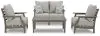 Ashley Furniture P802/835/820/701 Visola - 4 Pc. - Outdoor Loveseat, 2 Lounge Chairs And Coffee Table - Gray
