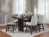 Ashley Furniture D984/32/124(3) Ashley Furniture D984/32/124(3) Burkhaus - 7 Pc. - Rectangular Counter Table, 6 Barstools - Dark Brown