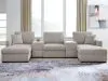 Benchcraft® 68605S38 Benchcraft® 68605S38 ModMax Luxe - 5-Piece Double Chaise Sectional With Storage Consoles - Flint