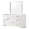 CoasterEssence 203503M Felicity - 6-Drawer Wood Dresser With Mirror - White High Gloss
