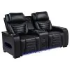 Coaster Fine Furniture 603252PP Zuma - Faux Leather Dual Power Reclining LED Loveseat - Black
