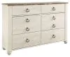 Ashley Furniture B267-31 Willowton - Six Drawer Dresser - Brown / Beige / White