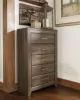 Ashley Furniture B251/31/36/46/58/92(2) Ashley Furniture B251/31/36/46/58/92(2) Juararo - 6 Pc. - Dresser, Mirror, Chest, King Panel Headboard, 2 Nightstands - Dark Brown