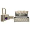 Coaster Fine Furniture 222661Q-S4B Lorient - 4 Piece Queen Bedroom Set With LED Flame Box Dresser - Ivory And Camel