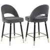 CoasterEssence 192549 Lindsey - Velvet Upholstered Counter Chair (Set of 2) - Gray