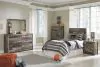 Benchcraft® B200/53/B100-21 Derekson - Twin Panel Headboard with Bolt on Bed Frame - Multi Gray