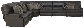 Jackson Furniture Industries 643/66/64/68/65/69/67-09 Jackson Furniture Industries 643/66/64/68/65/69/67-09 Como - 7 Piece Italian Leather Match Power Reclining Sectional With 2 Lay Flat Reclining Seats - Chocolate