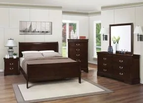 CoasterEveryday 202411KE-S4 Louis Philippe - 4 Piece Eastern King Bedroom Set - Cappuccino
