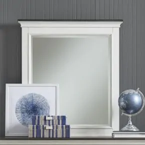 Liberty Furniture 417-BR50 Allyson Park - Two Tone Crown Mirror - Wirebrushed White / Charcoal