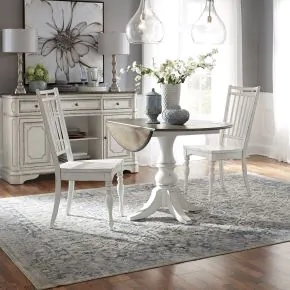 Liberty Furniture 244-CD-O3DLS Liberty Furniture 244-CD-O3DLS Magnolia Manor - 3 Piece Drop Leaf Table Set - Antique White