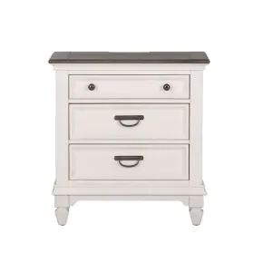 Liberty Furniture 417-BR61 Allyson Park - Nightstand With Charging Station - Wirebrushed White / Charcoal