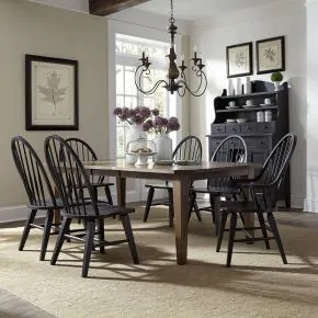 Liberty Furniture 482-DR-7RLS Liberty Furniture 482-DR-7RLS Hearthstone Ridge - 7 Piece Rectangular Table Set - Dark Brown / Black