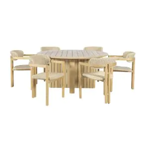 New Classic 60-G6201-D6C New Classic 60-G6201-D6C Sedona - 7 Piece Round Patio Dining Table With 6 Patio Chairs - Natural
