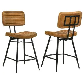 CoasterElevations 110649 Partridge - Leather Counter Chair (Set of 2) - Antique Camel
