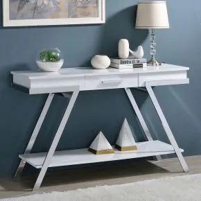 Furniture of America CM4193WH-S Titus - Sofa Table - White / Chrome