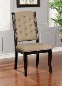 Furniture of America CM3577WN-SC-2PK Patience - Side Chair (Set of 2) - Dark Walnut / Beige