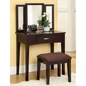 Furniture of America CM-DK6490EXP Potterville - Vanity Table With Stool - Espresso