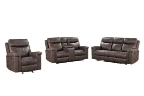 New Classic 20-U1798-3NP New Classic 20-U1798-3NP Quade - Manual 3 Piece Sofa & Loveseat & Recliner - Mocha