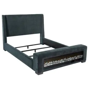 Coaster Fine Furniture 305821Q Preston - Upholstered Queen Audio Flame Visualizer Bed - Blue