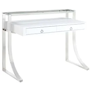 CoasterEssence 802141 Gemma - 2-Drawer Writing Desk - White High Gloss