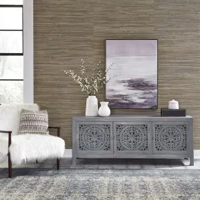 Liberty Furniture 2077-AC6526 Marisol - 3 Door Accent TV Stand - Washed Gray