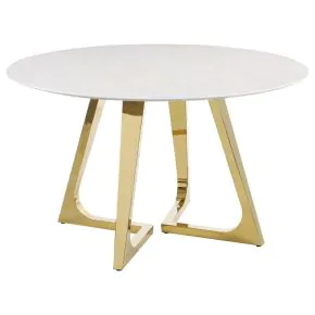 Coaster Fine Furniture 107171 Gwynn - Round Marble Stainless Steel Dining Table - Gold