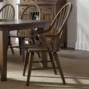 Liberty Furniture 382-C1000A Hearthstone Ridge - Windsor Back Arm Chair - Tobacco / Black