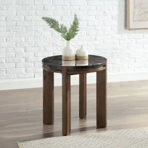 ACME LV06886 Estella - End Table With Natural Marble Top - Black Top & Walnut