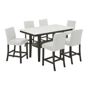 New Classic 45-D422-D6C New Classic 45-D422-D6C Carissa - Rectangle Counter Table With 6 Chairs - White