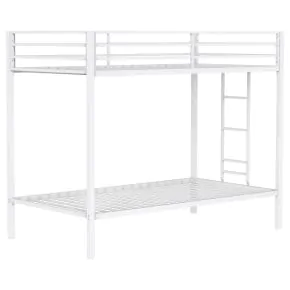 Coaster Fine Furniture 460361WHT Alevera - Metal Twin Over Twin Bunk Bed With Ladder - White