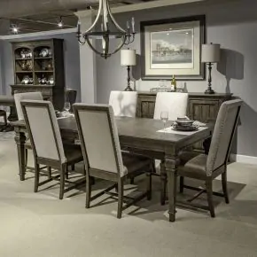 Liberty Furniture 297-DR-O7RLS Liberty Furniture 297-DR-O7RLS Paradise Valley - 7 Piece Rectangular Table Set (Upholstered Side Chairs) - Saddle Brown