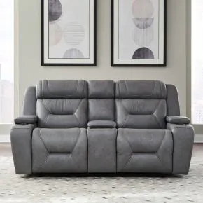 Liberty Furniture 7019BG-22P Chapman - Loveseat With Console P2 & ZG - Aline Blue Gray