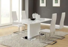 CoasterEssence 102310-S5W Anges - 5 Piece Dining Table Set - White High Gloss And White
