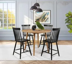 Coaster Fine Furniture 122508-S5B Andrews - 5 Piece Round Counter Dining Set - Light Ash And Black